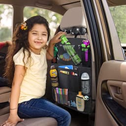 image-Car Seat Back Organizer Storage Bag Oxford Cloth Black