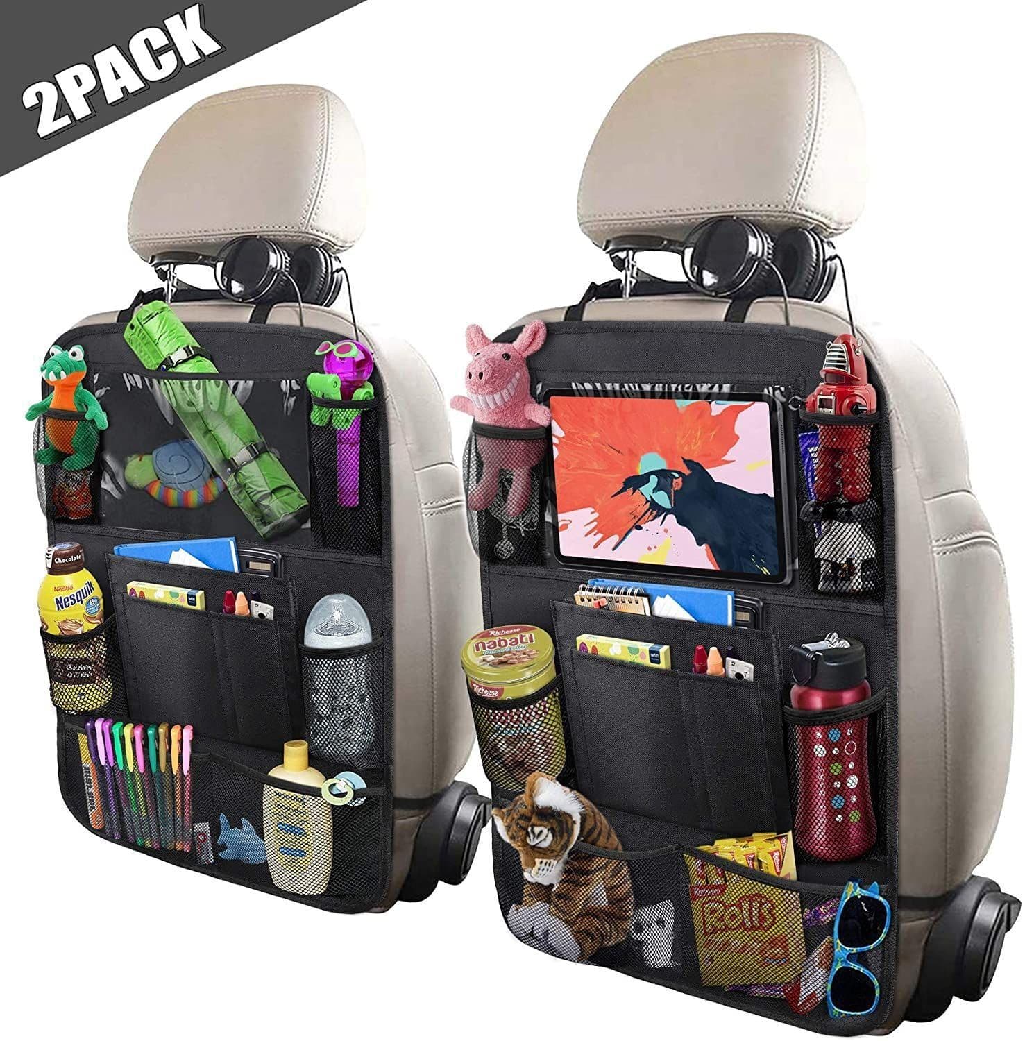 image-Car Seat Back Organizer Storage Bag Oxford Cloth Black