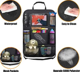 image-Car Seat Back Organizer Storage Bag Oxford Cloth Black
