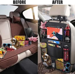 image-Car Seat Back Organizer Storage Bag Oxford Cloth Black