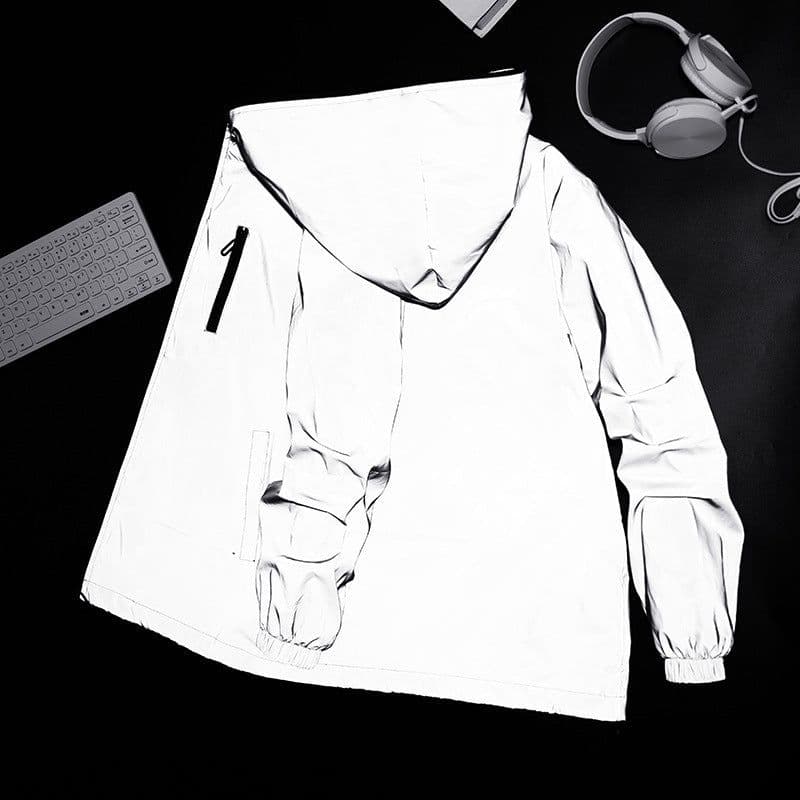 image-Men's Reflective Zipper Windbreaker Jacket