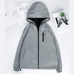image-Men's Reflective Zipper Windbreaker Jacket