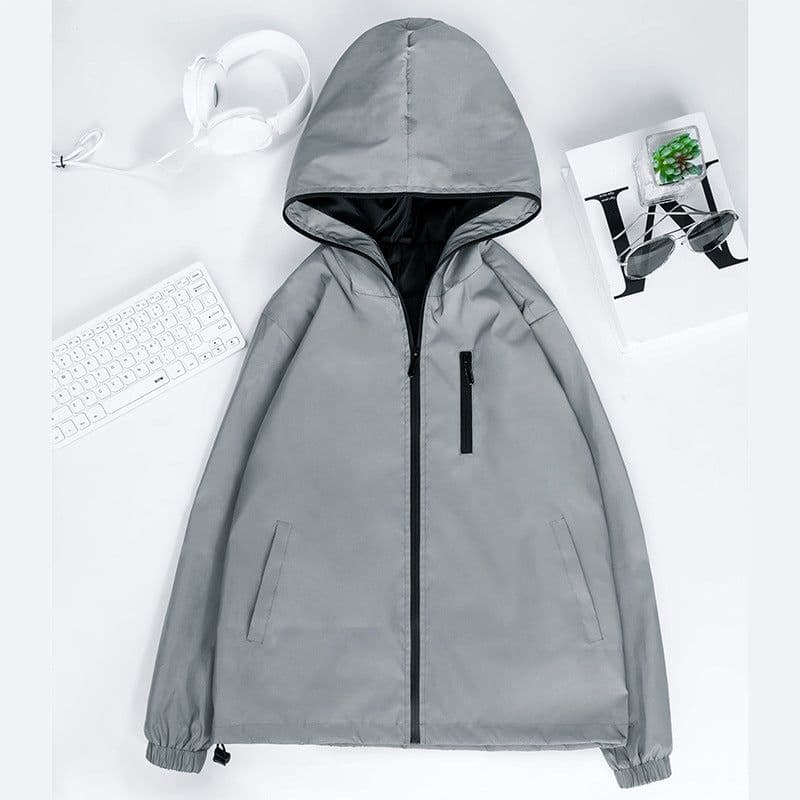 image-Men's Reflective Zipper Windbreaker Jacket
