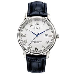 image-MJZK Men's Quartz Watch Brown Leather Strap 40.5mm Waterproof