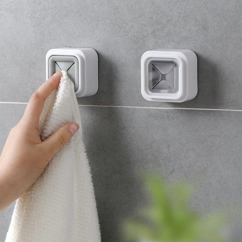image-Japanese Style Non-Perforated Plastic Towel Rack Kitchen Gray