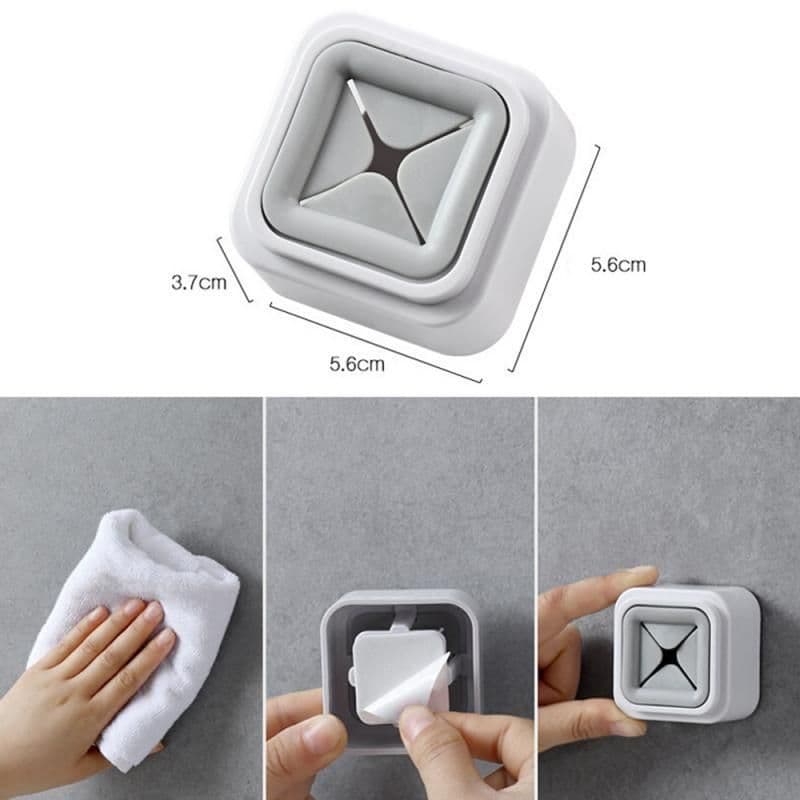 image-Japanese Style Non-Perforated Plastic Towel Rack Kitchen Gray