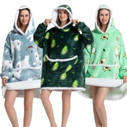 image-Flannel TV Blanket Hooded Wearable Throw Oversized