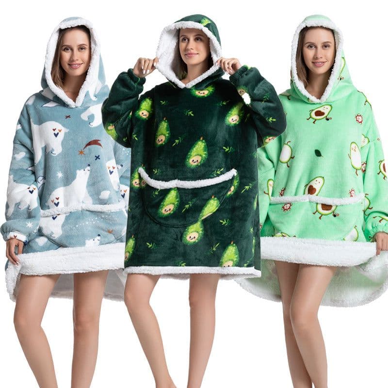 image-Flannel TV Blanket Hooded Wearable Throw Oversized