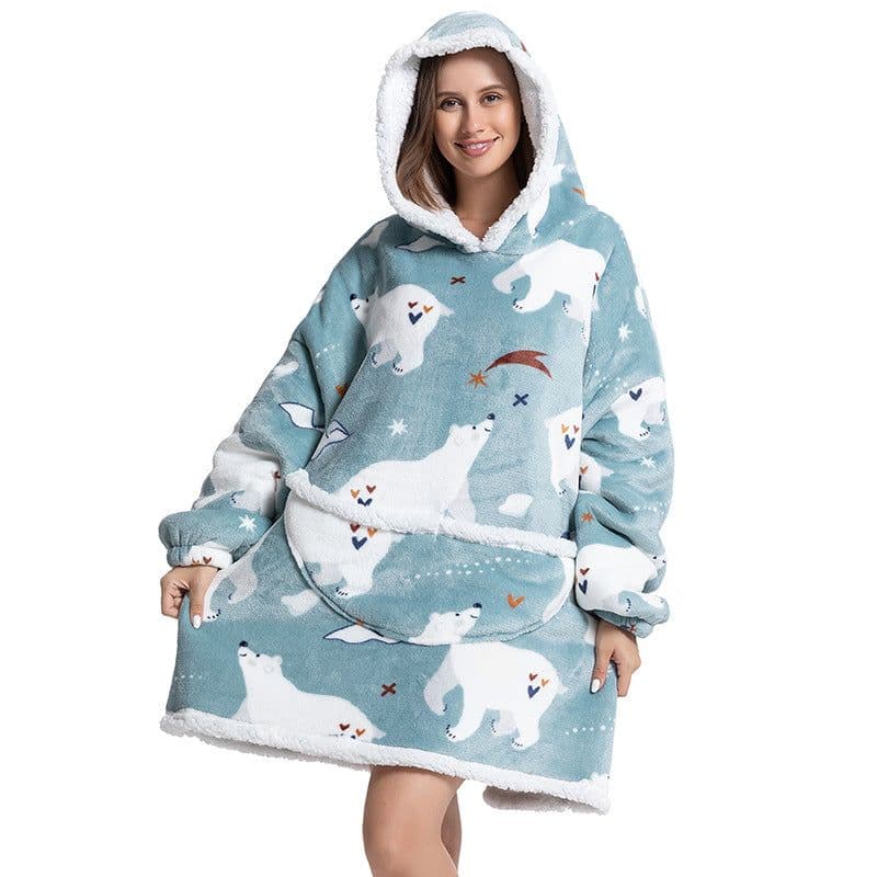 image-Flannel TV Blanket Hooded Wearable Throw Oversized