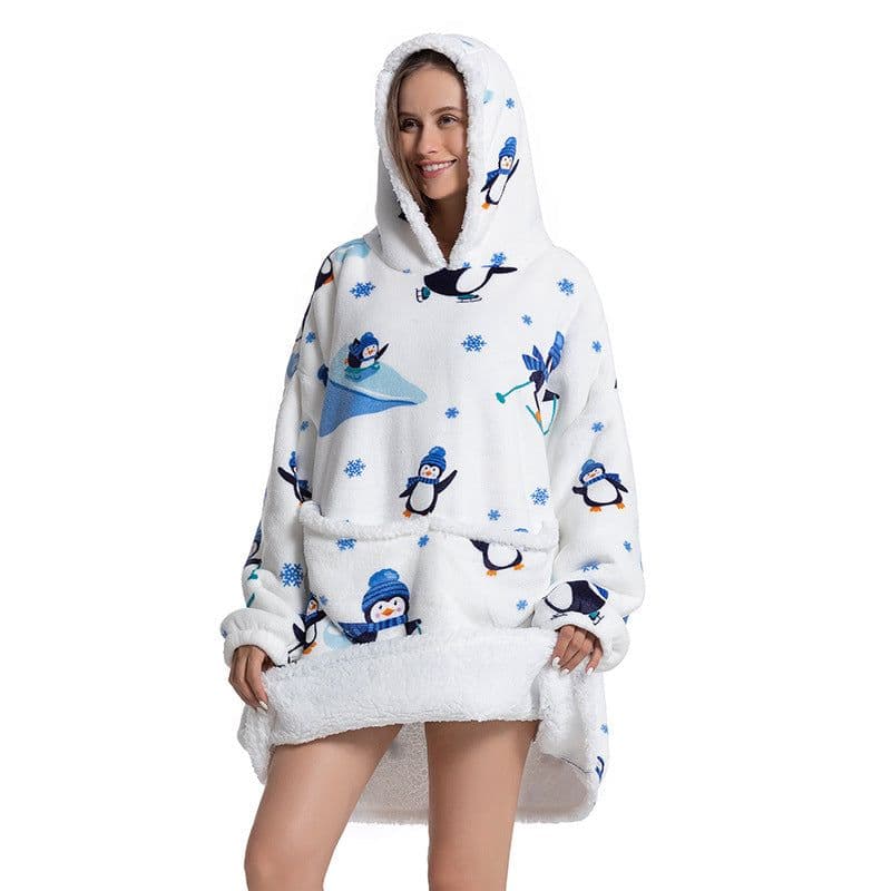 image-Flannel TV Blanket Hooded Wearable Throw Oversized
