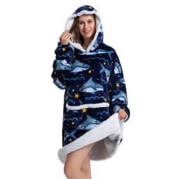 image-Flannel TV Blanket Hooded Wearable Throw Oversized