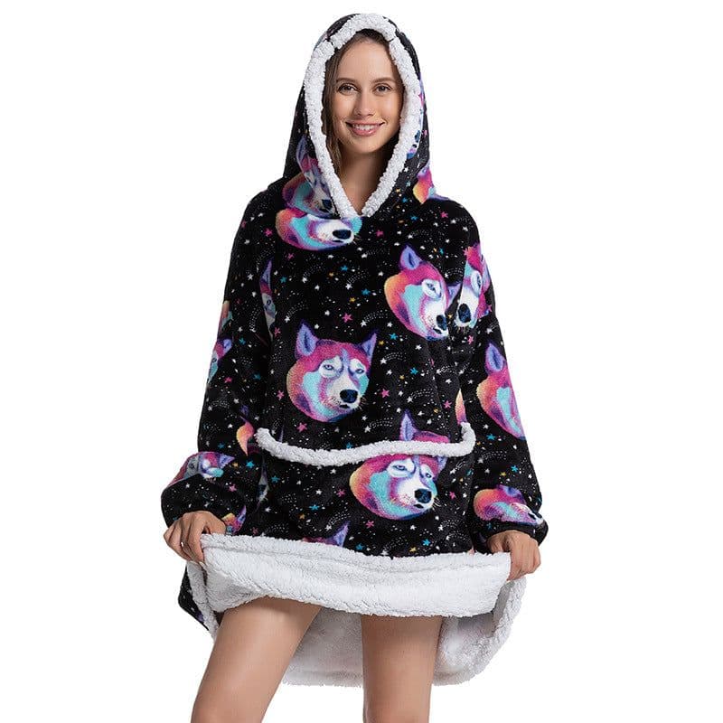 image-Flannel TV Blanket Hooded Wearable Throw Oversized