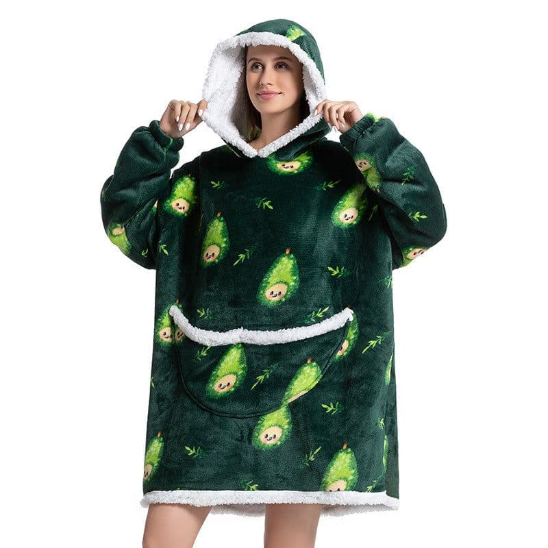 image-Flannel TV Blanket Hooded Wearable Throw Oversized