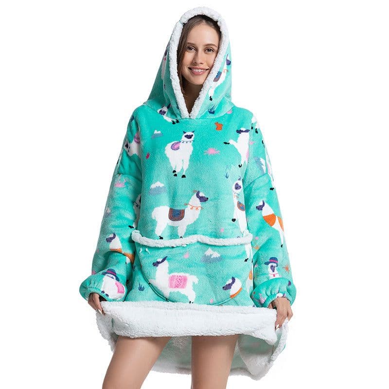 image-Flannel TV Blanket Hooded Wearable Throw Oversized