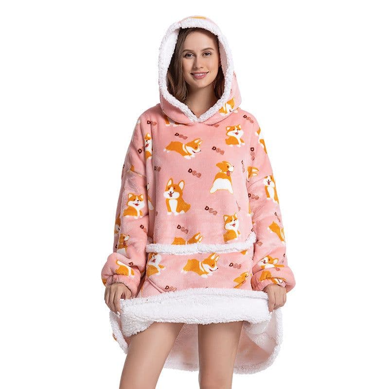 image-Flannel TV Blanket Hooded Wearable Throw Oversized