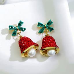 image-S925 Silver Needle Christmas Earrings Asymmetrical Holiday Gift