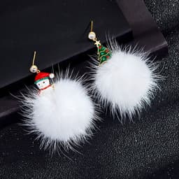 image-S925 Silver Needle Christmas Earrings Asymmetrical Holiday Gift