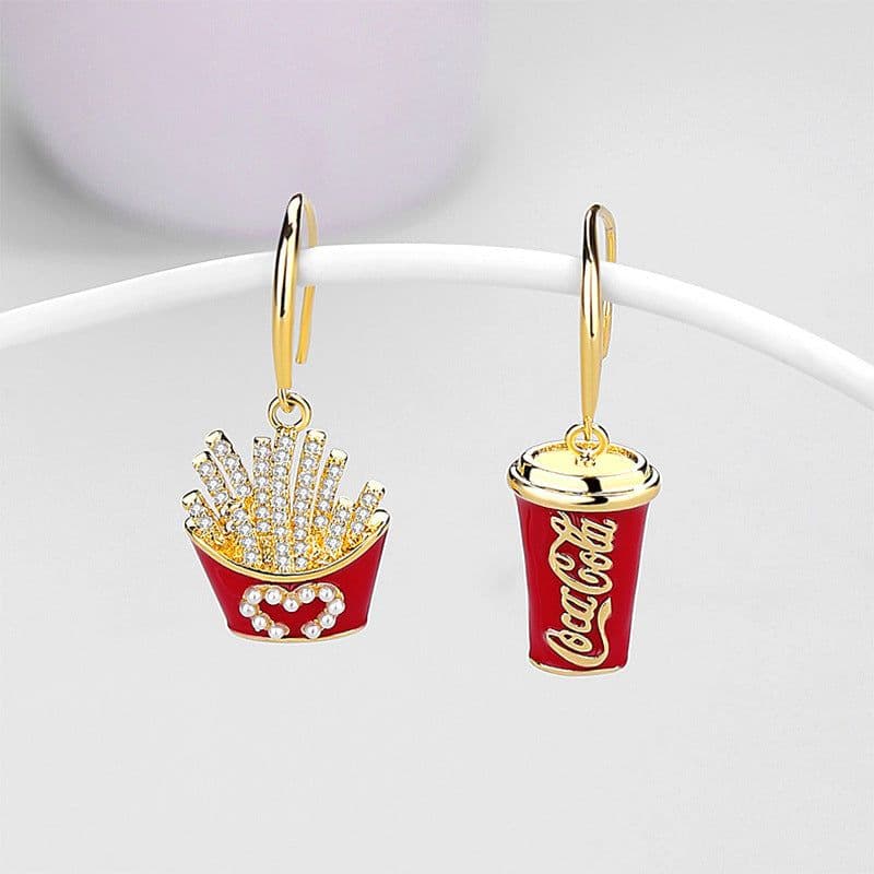 image-S925 Silver Needle Christmas Earrings Asymmetrical Holiday Gift