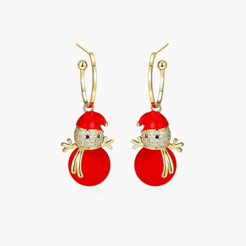 image-S925 Silver Needle Christmas Earrings Asymmetrical Holiday Gift