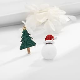 image-S925 Silver Needle Christmas Earrings Asymmetrical Holiday Gift