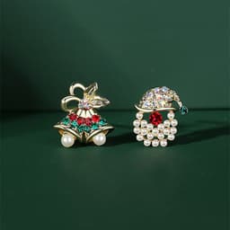 image-S925 Silver Needle Christmas Earrings Asymmetrical Holiday Gift