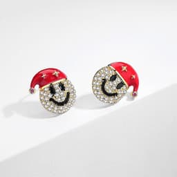image-S925 Silver Needle Christmas Earrings Asymmetrical Holiday Gift