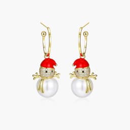 image-S925 Silver Needle Christmas Earrings Asymmetrical Holiday Gift