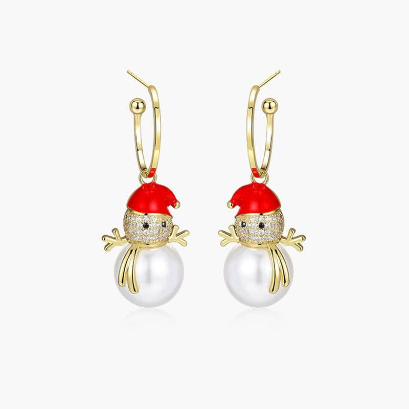 image-S925 Silver Needle Christmas Earrings Asymmetrical Holiday Gift
