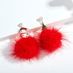 image-S925 Silver Needle Christmas Earrings Asymmetrical Holiday Gift
