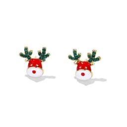 image-S925 Silver Needle Christmas Earrings Asymmetrical Holiday Gift