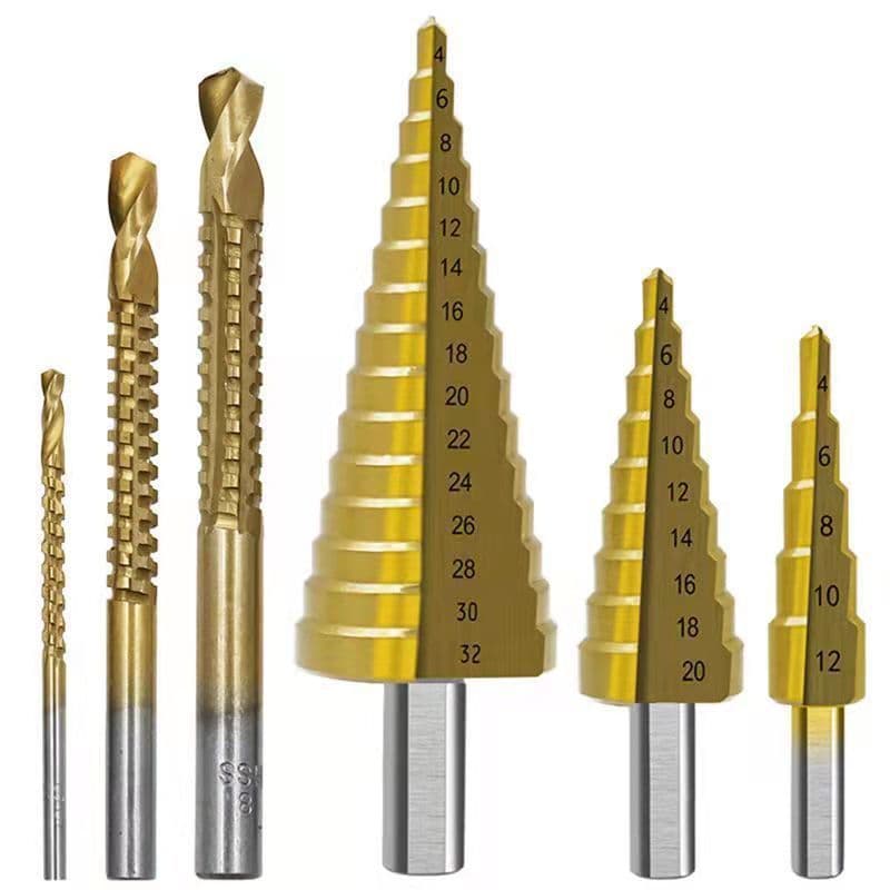 image-High-Speed Steel Titanium Step Drill Bit Set 6pcs