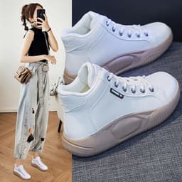 image-Women's Platform Canvas Sneakers Lace-Up Casual Shoes 5895
