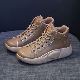 image-Women's Platform Canvas Sneakers Lace-Up Casual Shoes 5895