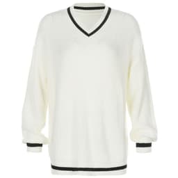 image-Women's Contrast Color Long Sleeve Loose Sweater