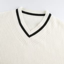 image-Women's Contrast Color Long Sleeve Loose Sweater