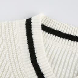image-Women's Contrast Color Long Sleeve Loose Sweater