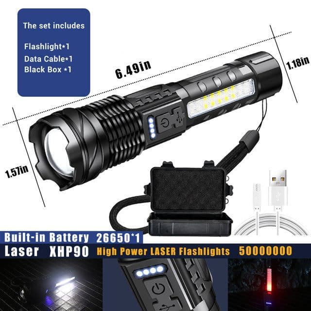 image-Xinsitepower GT10 White Laser Flashlight Waterproof 500m Range
