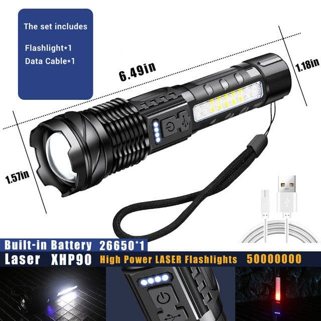 image-Xinsitepower GT10 White Laser Flashlight Waterproof 500m Range