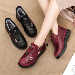 image-Women's Winter Snow Boots Low Cut PU Waterproof Non-Slip Shoes