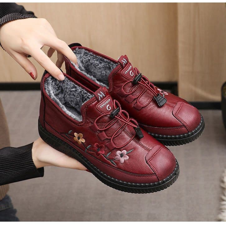 image-Women's Winter Snow Boots Low Cut PU Waterproof Non-Slip Shoes