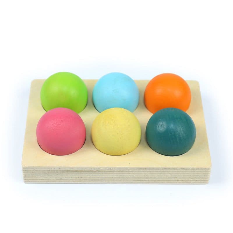 image-Montessori Rainbow Sorting Ball 12 Color Matching Board Wooden Toy
