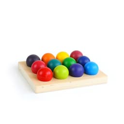 image-Montessori Rainbow Sorting Ball 12 Color Matching Board Wooden Toy