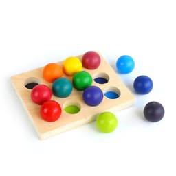 image-Montessori Rainbow Sorting Ball 12 Color Matching Board Wooden Toy