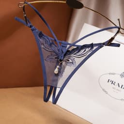 image-Women's Open Crotch Thong with Pearl Detail One Size