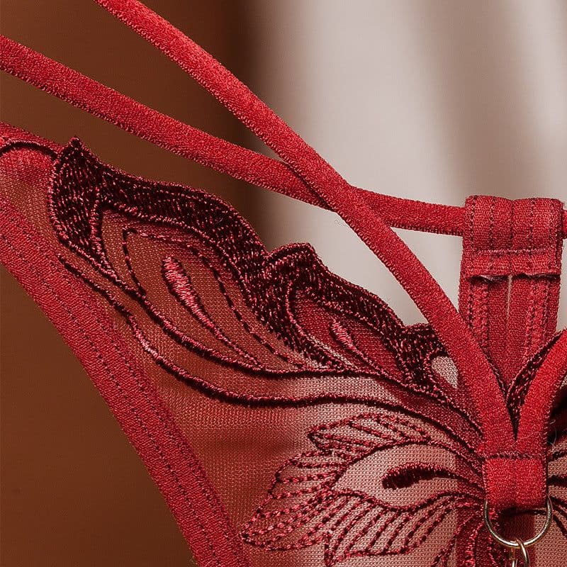 image-Women's Open Crotch Thong with Pearl Detail One Size