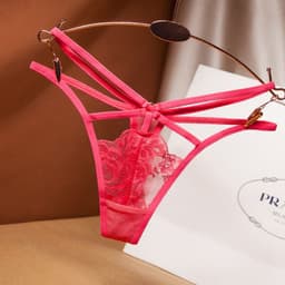 image-Women's Lace Hollow Low Waist Thong Nylon T-String Panties
