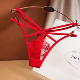 image-Women's Lace Hollow Low Waist Thong Nylon T-String Panties