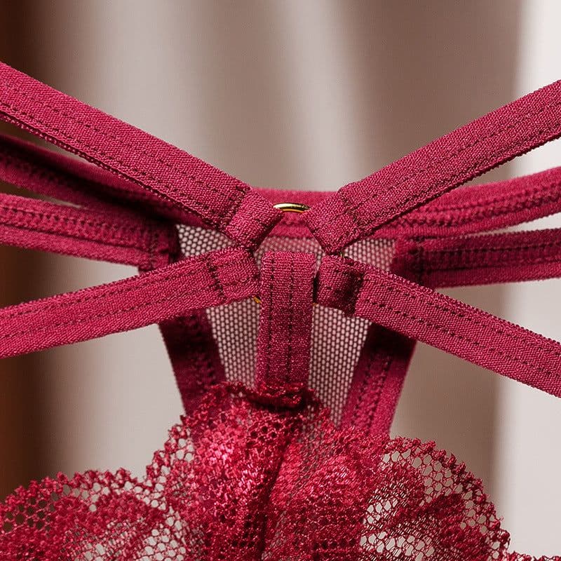 image-Women's Lace Hollow Low Waist Thong Nylon T-String Panties