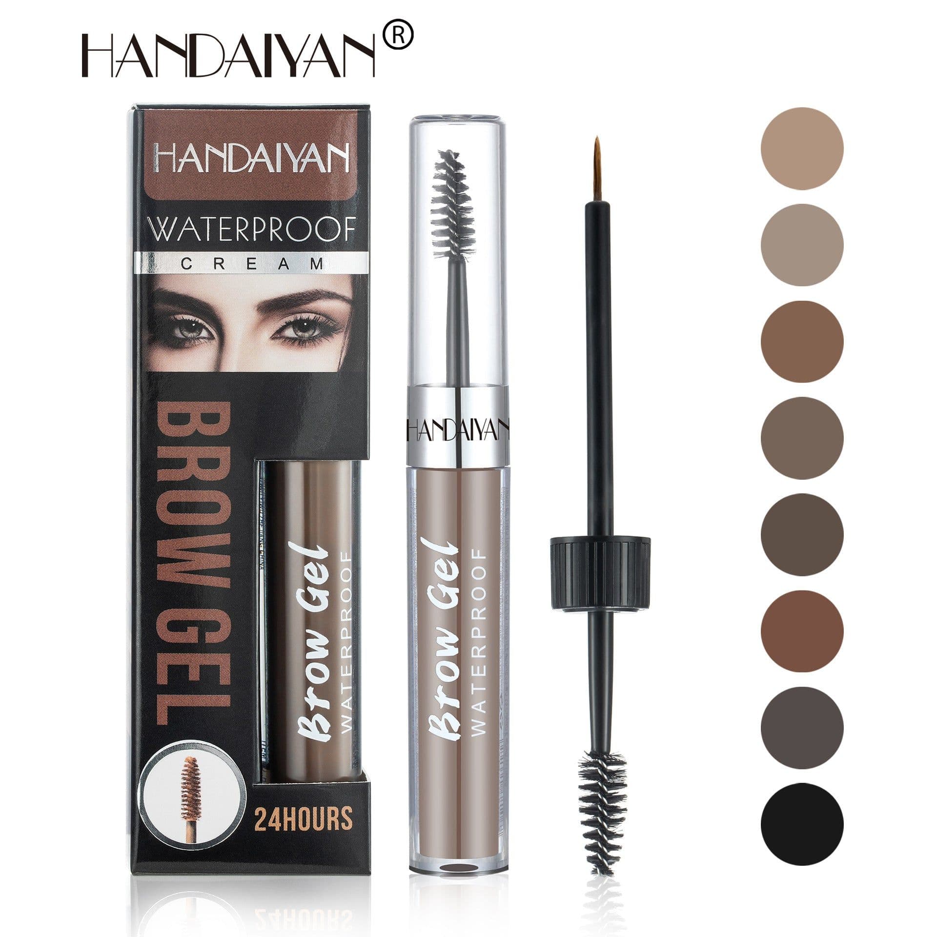 image-HANDAIYAN 8-Color Waterproof Eyebrow Dye Liquid with Double-Ended Brush