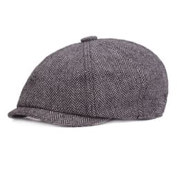 image-Women's Striped Cotton Beret Hat Octagonal Dome Cap